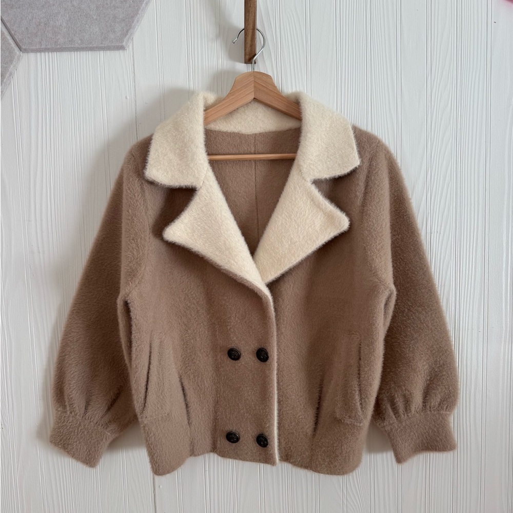 Women's Tan Double-Breasted Jacket